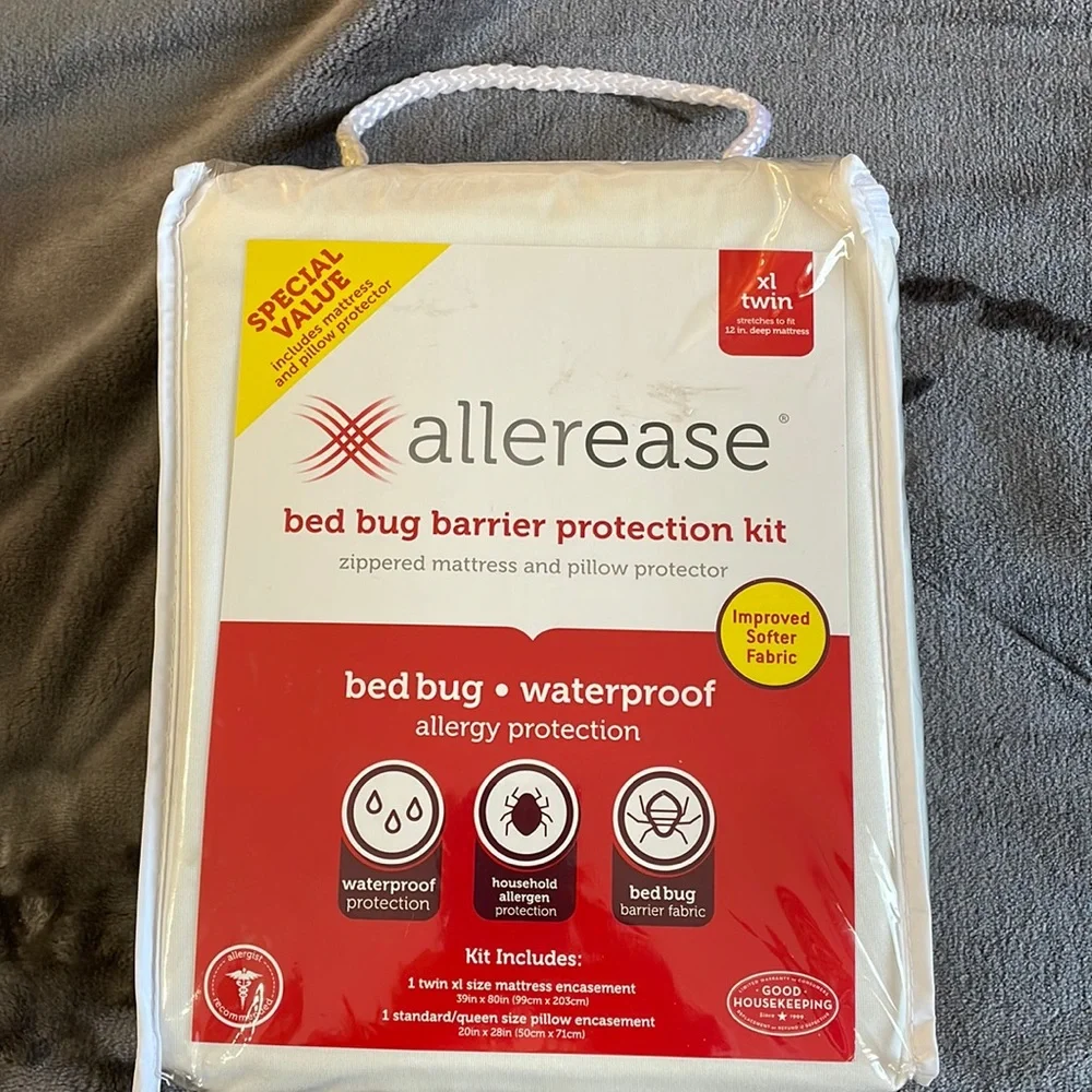Allereease Bed Bug Barrier Protection Kit. Includes matttess and pillow casings